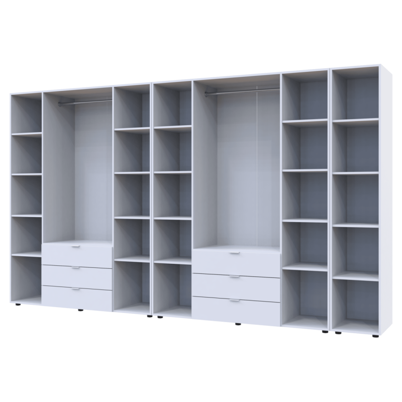 Комплект Гелар с Этажеркой Белый 4+4 ДСП 348.2х49.5х203.4 (42005040)