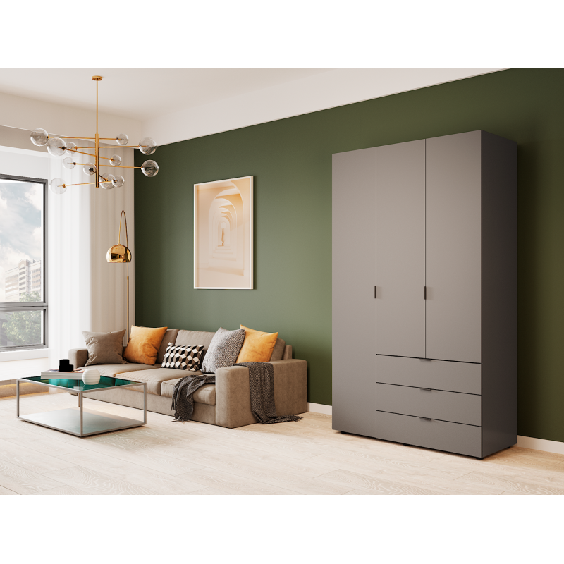 Распашной шкаф для одежды Гелар Графит 3 ДСП 116,2х49,5х203,4 (80737074)