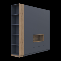 Шафа для одягу з нішою та етажеркою Дейл Графіт/Дуб Евок 4 ДСП 234х52х220 (42005158)