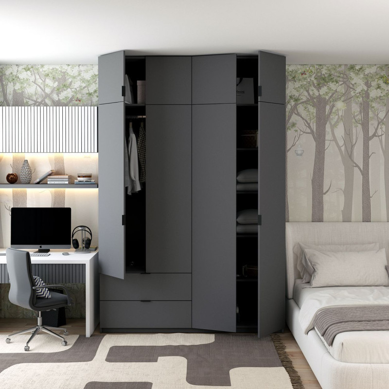 Распашная шкаф для одежды Лукас Графит/Графит 160х50х240 (80736287)