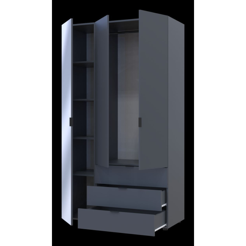 Шкаф для одежды Гелар Графит 2ДСП/Зеркало 116.5х49.5х203.4 (42002155)