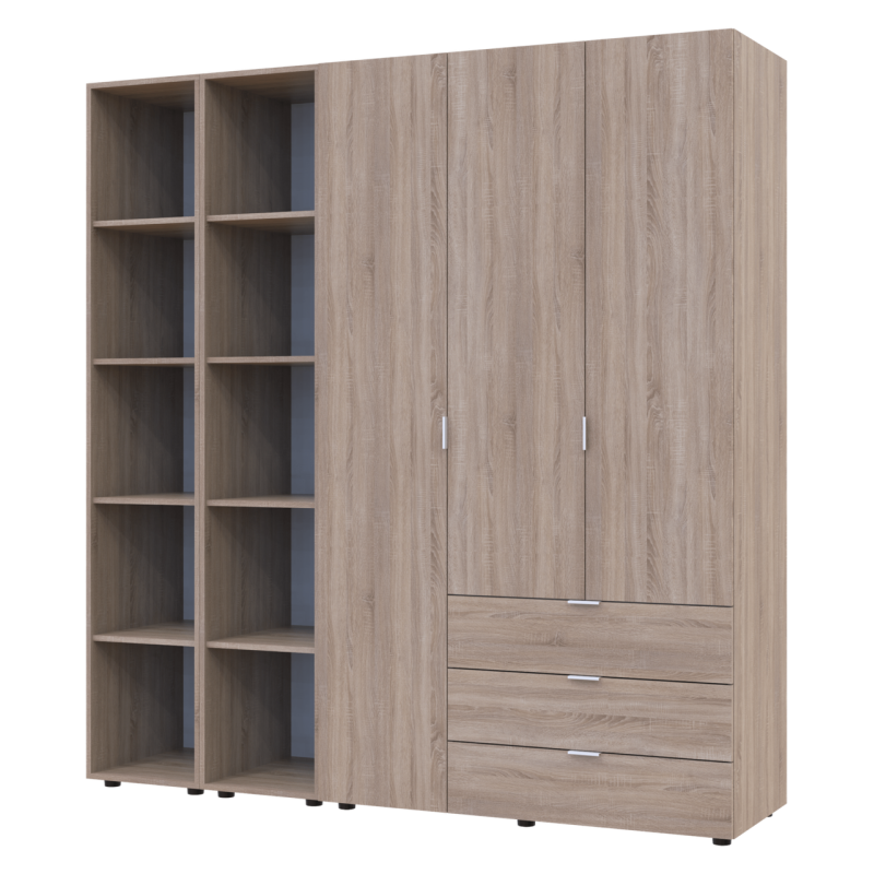 Комплект Гелар с 2 Этажерками Дуб сонома 3 ДСП 192.6х49.5х203.4 (42005049)