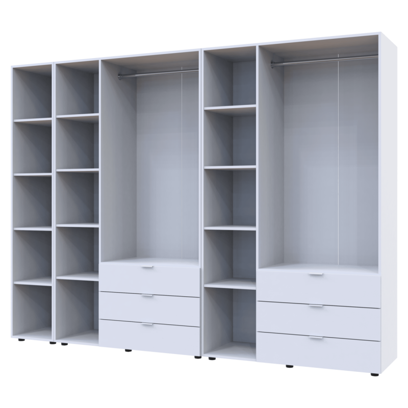 Комплект Гелар с Этажеркой Белый 3+3 ДСП 270.6х49.5х203.4 (42005036)