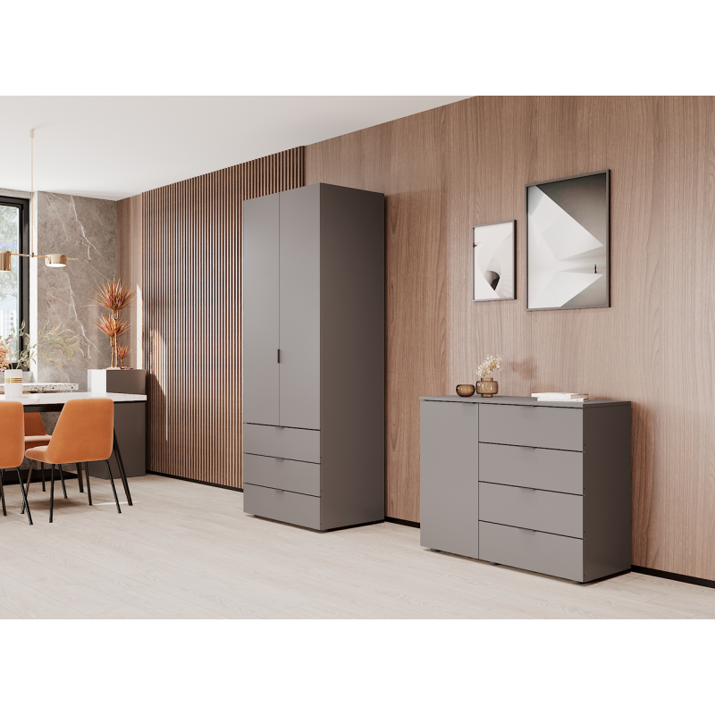 Распашной шкаф для одежды Гелар Графит 2 ДСП 77,5х49,5х203,4 (80737023)