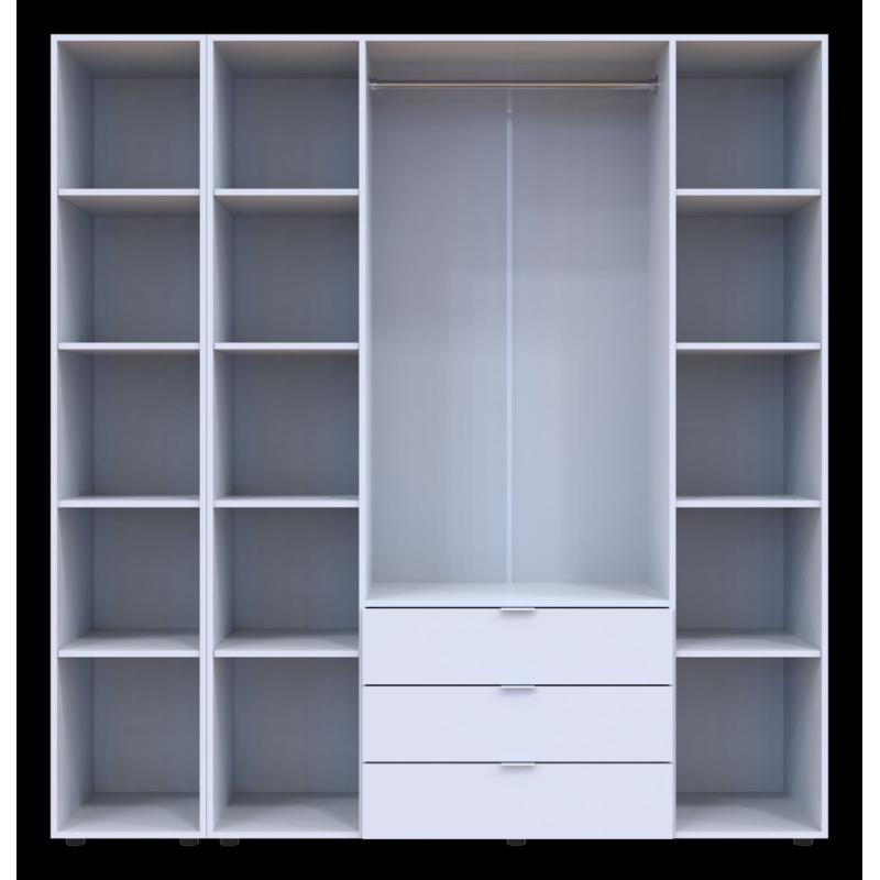 Шкаф для одежды Гелар Белый 4ДСП/Зеркало 194х49.5х203.4 (42002160)