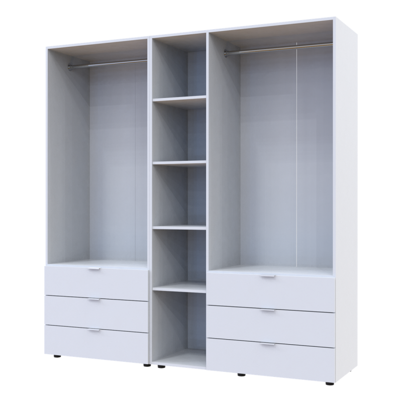 Распашная шафа для одежды Геллар комплект Белый 2+3 ДСП 193,7х49,5х203,4 (42002116)