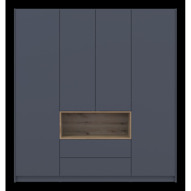 Шкаф для одежды с нишей Дэйл Графит/Дуб Эвок 4 ДСП 206х52х220 (80737724)