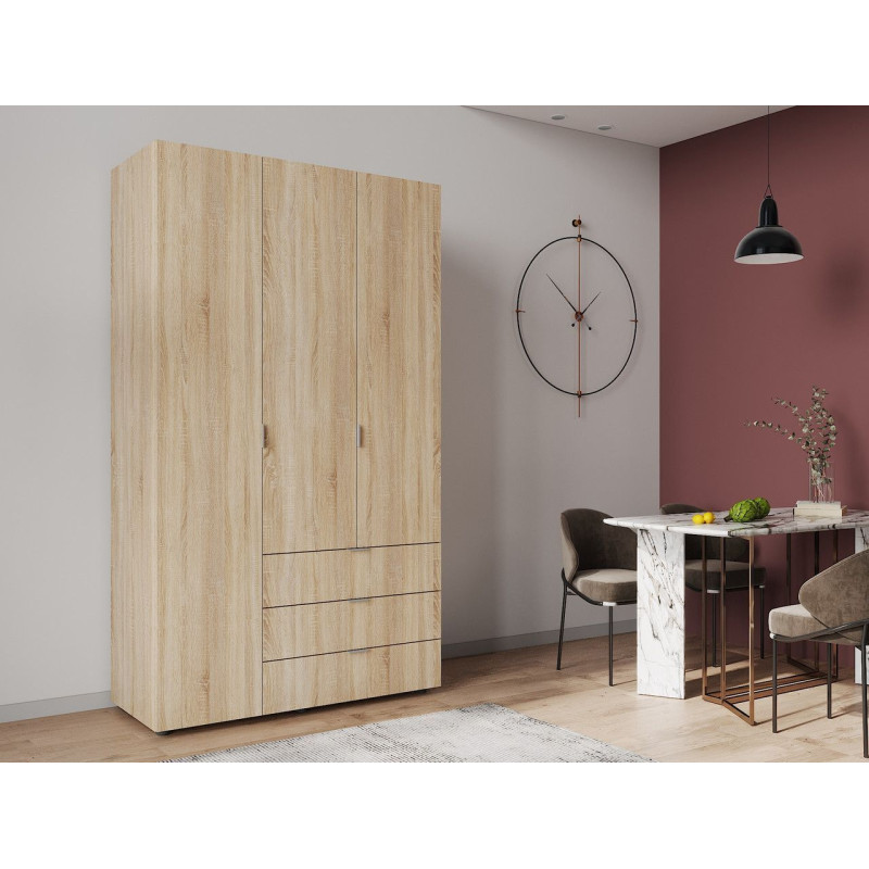Распашной шкаф для одежды Гелар Дуб Cонома 3 ДСП 116,2х49,5х203,4 (80397559)