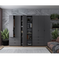 Комплект Гелар с Этажеркой Графит 3+3 ДСП 270.6х49.5х203.4 (42005061)