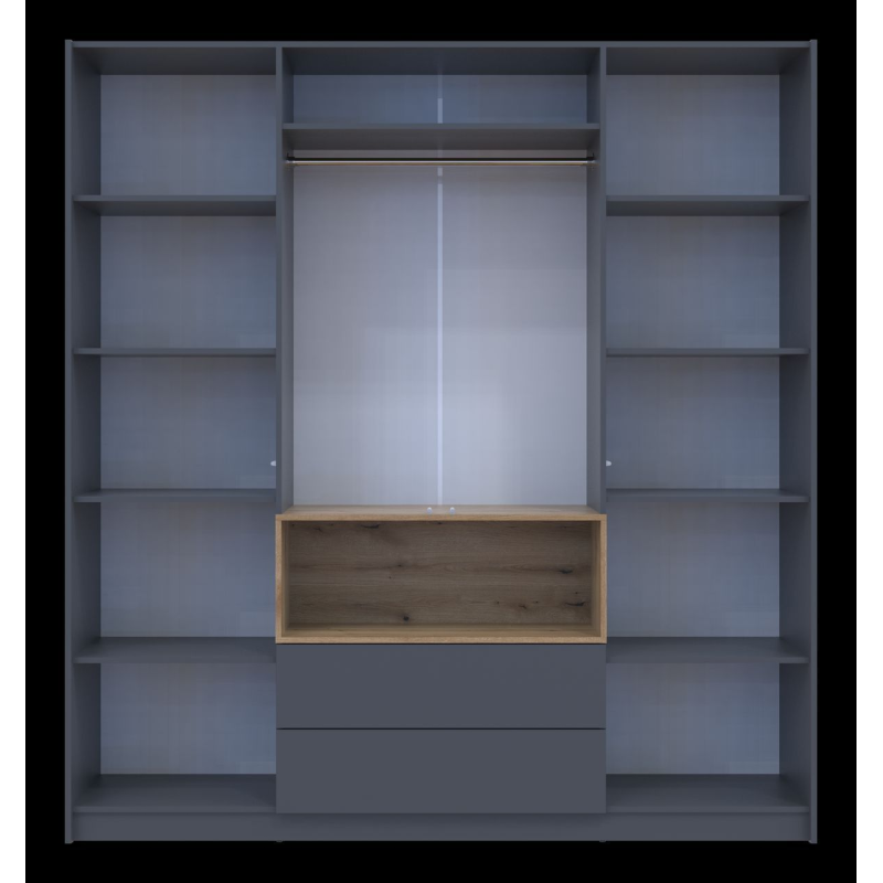 Шкаф для одежды с нишей Дэйл Графит/Дуб Эвок 4 ДСП 206х52х220 (80737724)