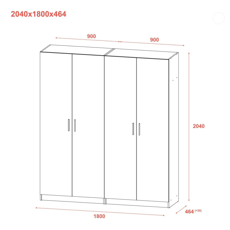 Комплект Промо с полками Кашемир 2+2 ДСП 180х48х204 (44900290)