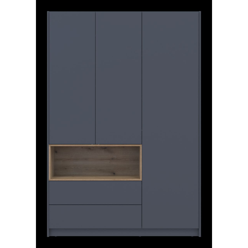 Шкаф для одежды с нишей Дэйл Графит/Дуб Эвок 3 ДСП 150х52х220 (80737723)