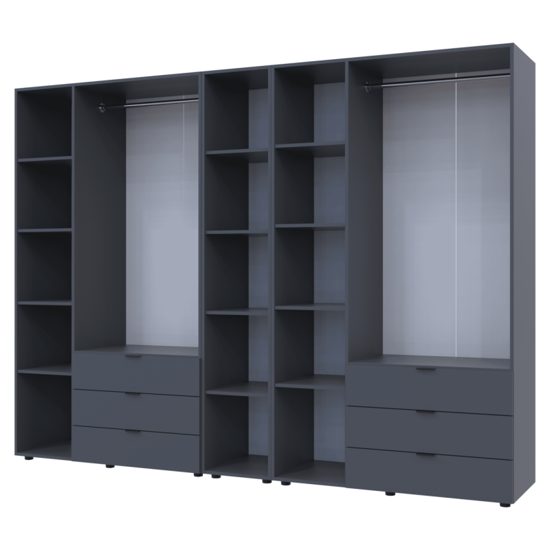 Комплект Гелар с Этажеркой Графит 3+3 ДСП 270.6х49.5х203.4 (42005061)