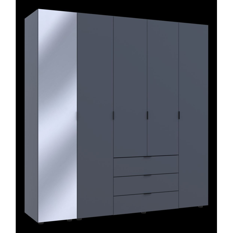 Шкаф для одежды Гелар Графит 4ДСП/Зеркало 194х49.5х203.4 (42002161)