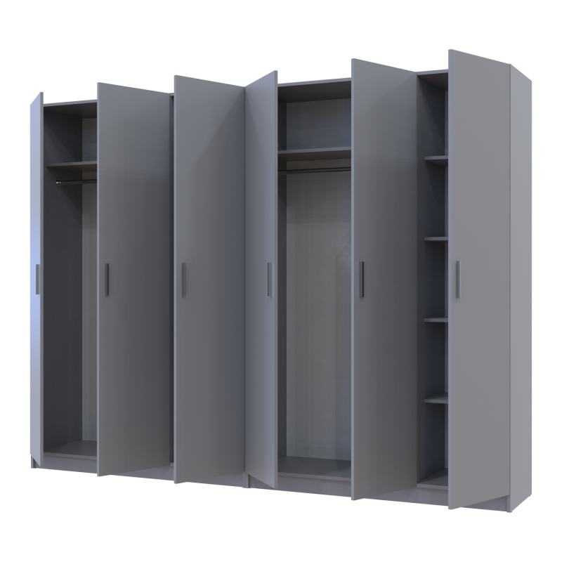 Шкаф для одежды Промо Серый 3+3 ДСП 270х48х204 (80737768)