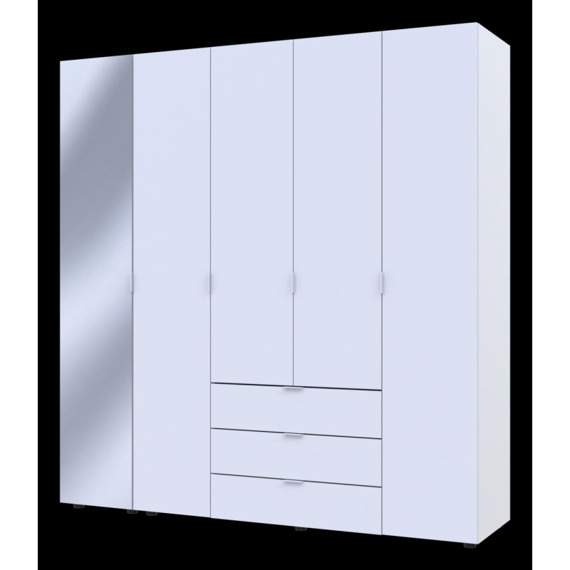 Шкаф для одежды Гелар Белый 4ДСП/Зеркало 194х49.5х203.4 (42002160)