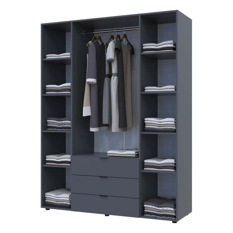 Распашной шкаф для одежды Гелар Графит 4 ДСП 155х49,5х203,4 (80737075)