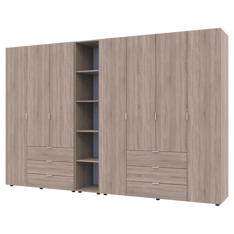 Комплект Гелар с Этажеркой Дуб сонома 3+4 ДСП 309.4х49.5х203.4 (42005048)