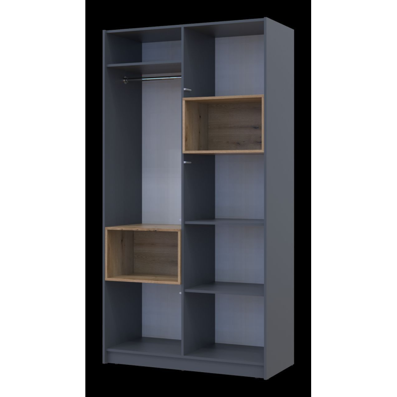 Шкаф для одежды с нишей Дэйл Графит/Дуб Эвок 2 ДСП 115.2х52х220 (80737722)