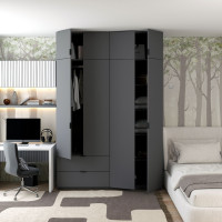 Распашной шкаф для одежды Лукас Графит/Графит 160х50х240 (80736287)