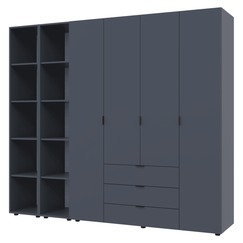 Комплект Гелар с 2 Этажерками Графит 4 ДСП 231.4х49.5х203.4 (42005064)