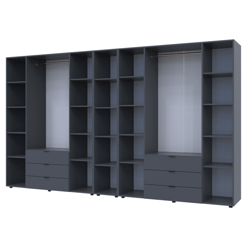 Комплект Гелар с Этажеркой Графит 4+4 ДСП 348.2х49.5х203.4 (42005065)