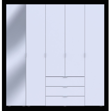 Шкаф для одежды Гелар Белый 4ДСП/Зеркало 194х49.5х203.4 (42002160)