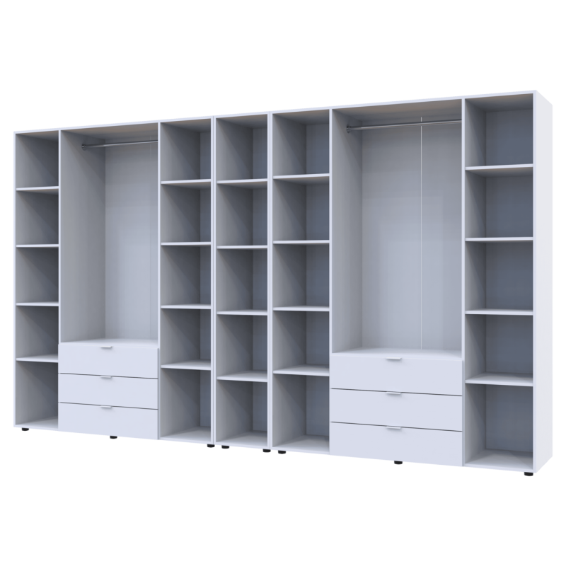 Комплект Гелар с Этажеркой Белый 4+4 ДСП 348.2х49.5х203.4 (42005040)