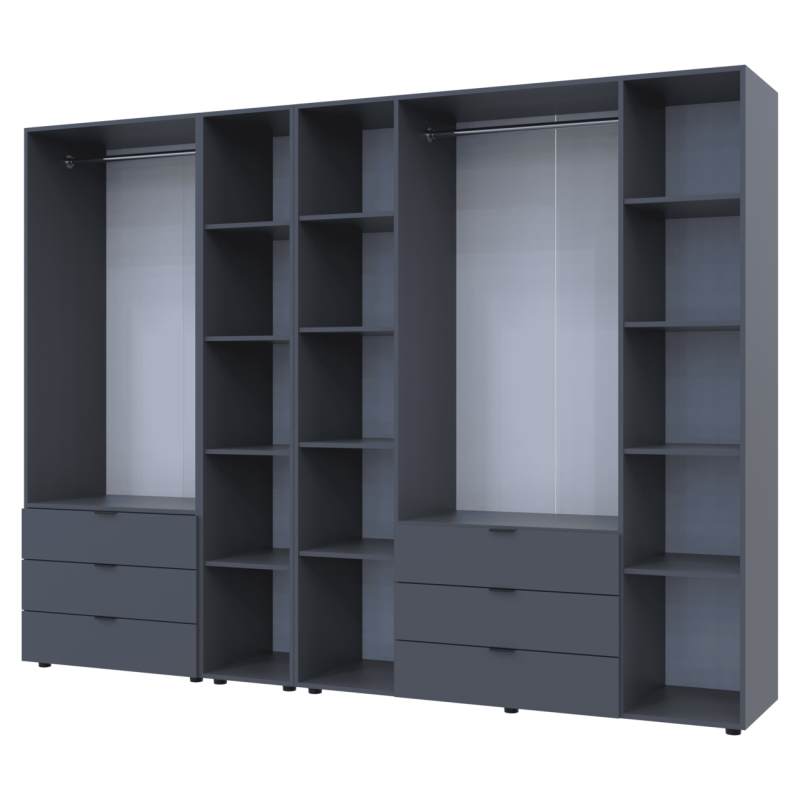 Комплект Гелар с Этажеркой Графит 2+4 ДСП 270.7х49.5х203.4 (42005058)