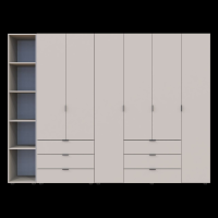 Распашной шкаф для одежды Гелар с Этажеркой Кашемир 2+4 ДСП 270.7х49.5х203.4 (80737651)
