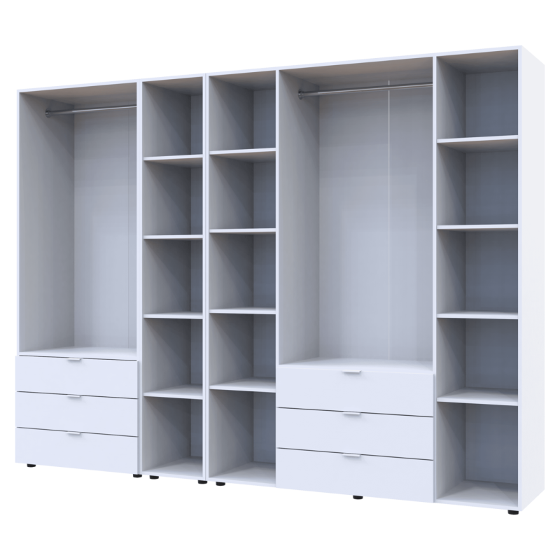 Комплект Гелар с Этажеркой Белый 2+4 ДСП 270.7х49.5х203.4 (42005033)