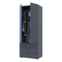 Распашной шкаф для одежды Гелар Графит 2 ДСП 77,5х49,5х203,4 (80737023)