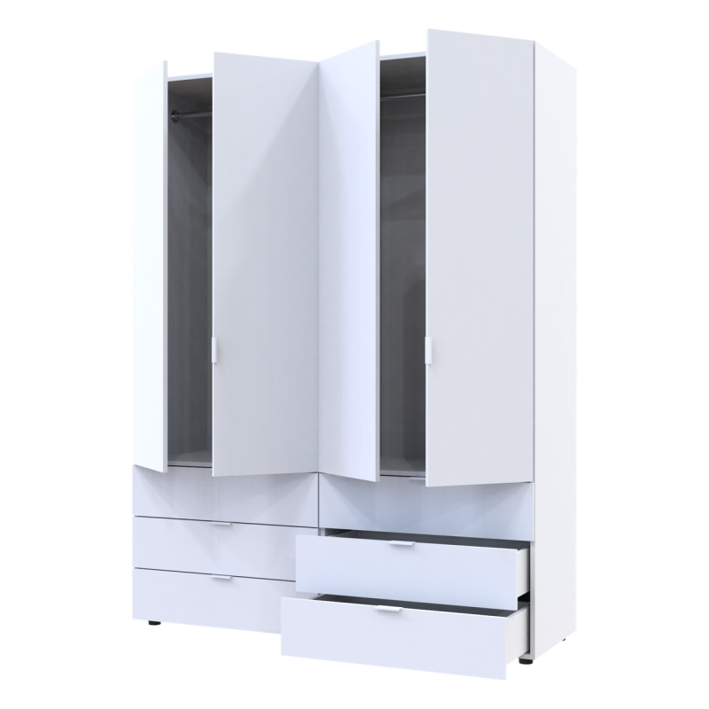 Распашной шкаф для одежды Гелар комплект Белый 2+2 ДСП 155х49,5х203,4 (42002117)