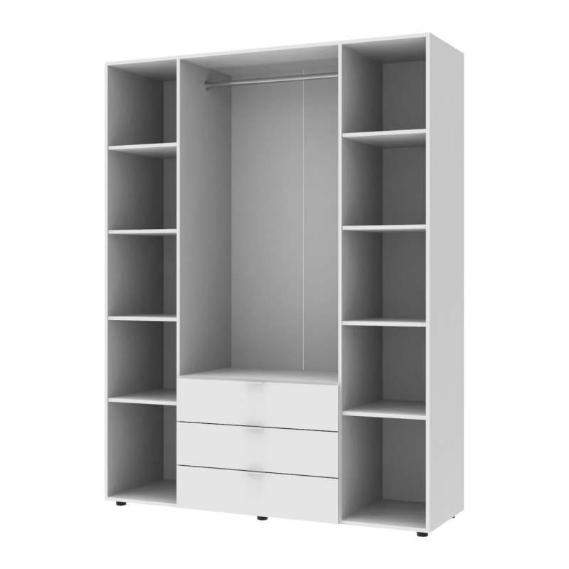 Распашной шкаф для одежды Гелар Белый 4 ДСП 155х49,5х203,4 (80397642)