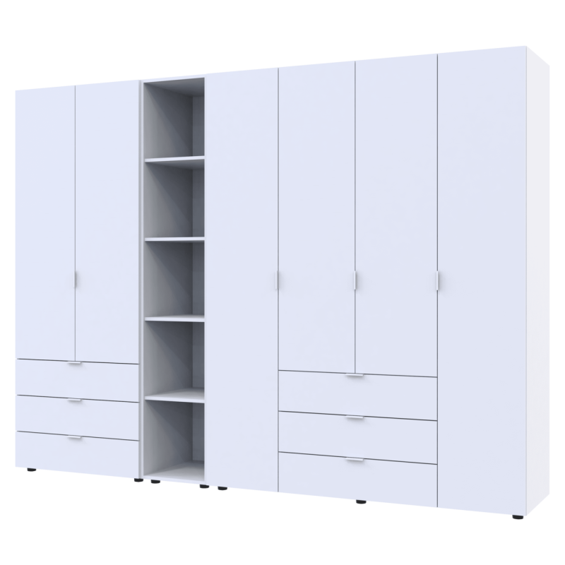 Комплект Гелар с Этажеркой Белый 2+4 ДСП 270.7х49.5х203.4 (42005033)