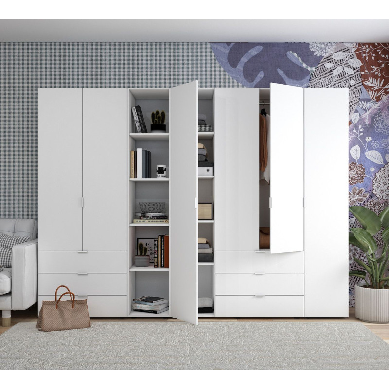 Комплект Гелар с Этажеркой Белый 2+4 ДСП 270.7х49.5х203.4 (42005033)