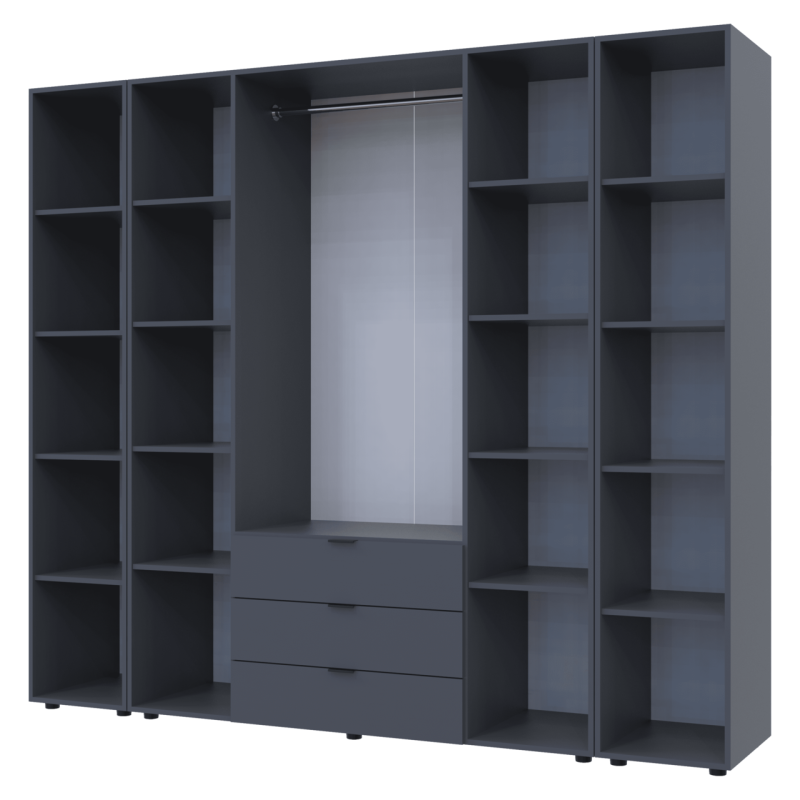 Комплект Гелар с 2 Этажерками Графит 4 ДСП 231.4х49.5х203.4 (42005064)