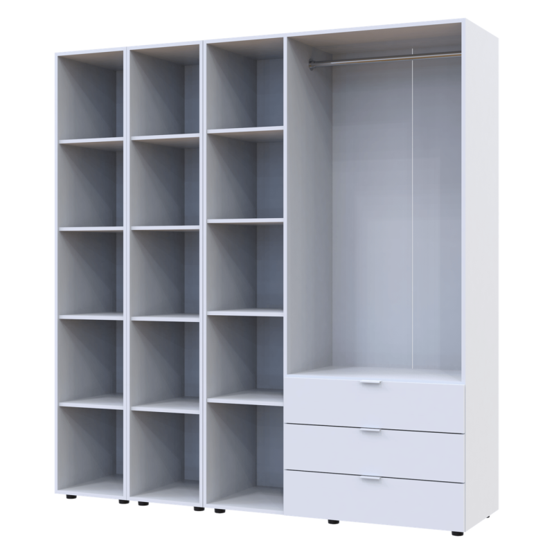 Комплект Гелар с 2 Этажерками Белый 3 ДСП 192.6х49.5х203.4 (42005035)