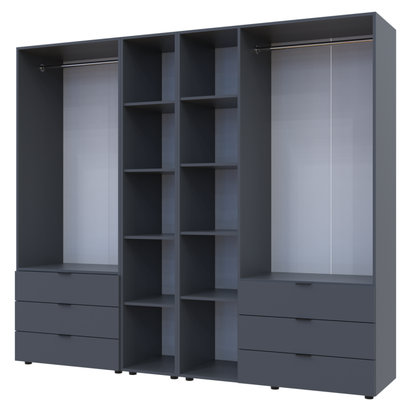 Комплект Гелар с Этажеркой Графит 2+3 ДСП 231.9х49.5х203.4 (42005057)