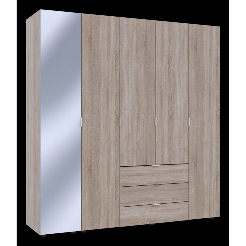 Шкаф для одежды Гелар Дуб сонома 4ДСП/Зеркало 194х49.5х203.4 (42002162)