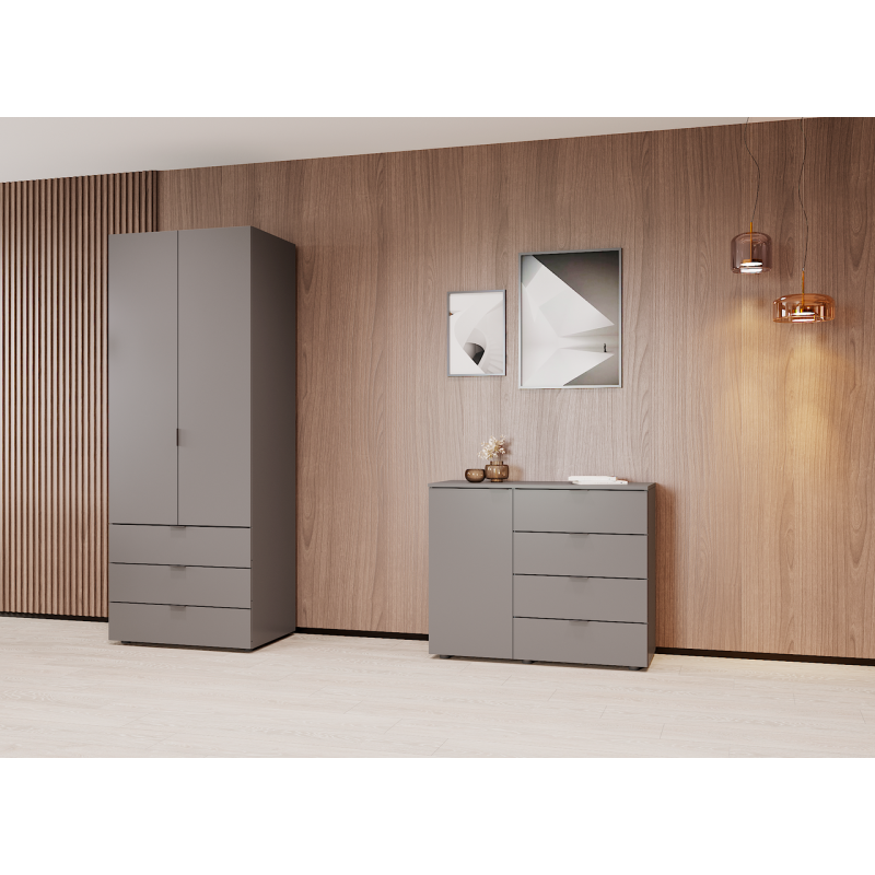 Распашной шкаф для одежды Гелар Графит 2 ДСП 77,5х49,5х203,4 (80737023)