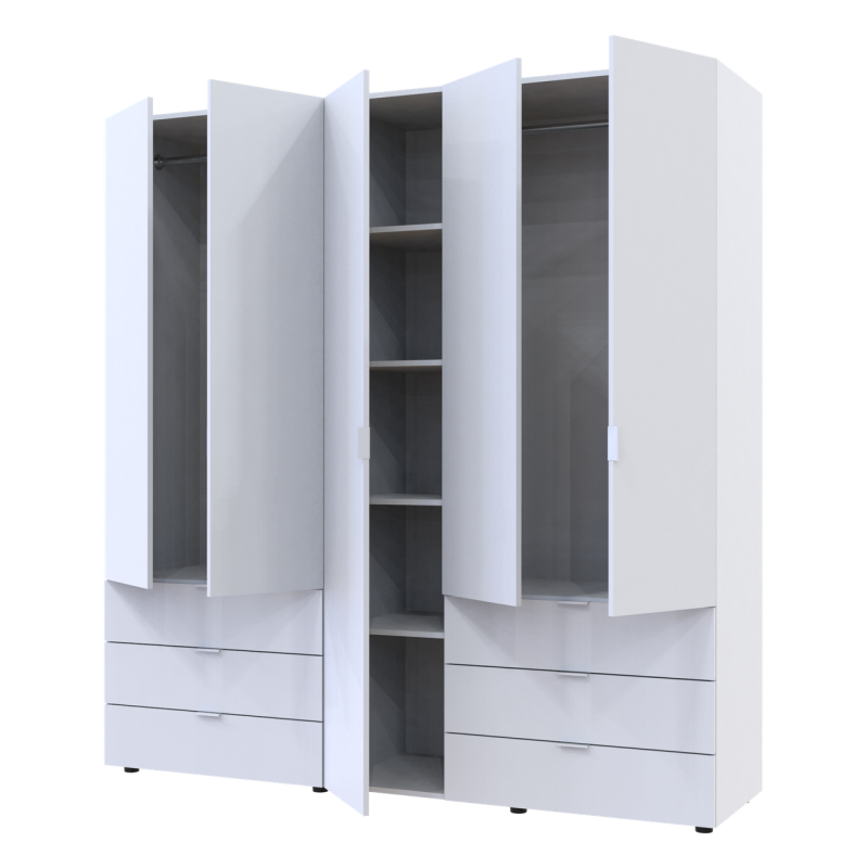 Распашная шафа для одежды Геллар комплект Белый 2+3 ДСП 193,7х49,5х203,4 (42002116)