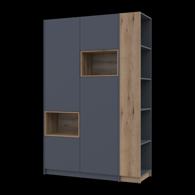 Шафа для одежды Дейл Графит/Дуб Эвок 2 ДСП 143.2х52х220 (42005154)