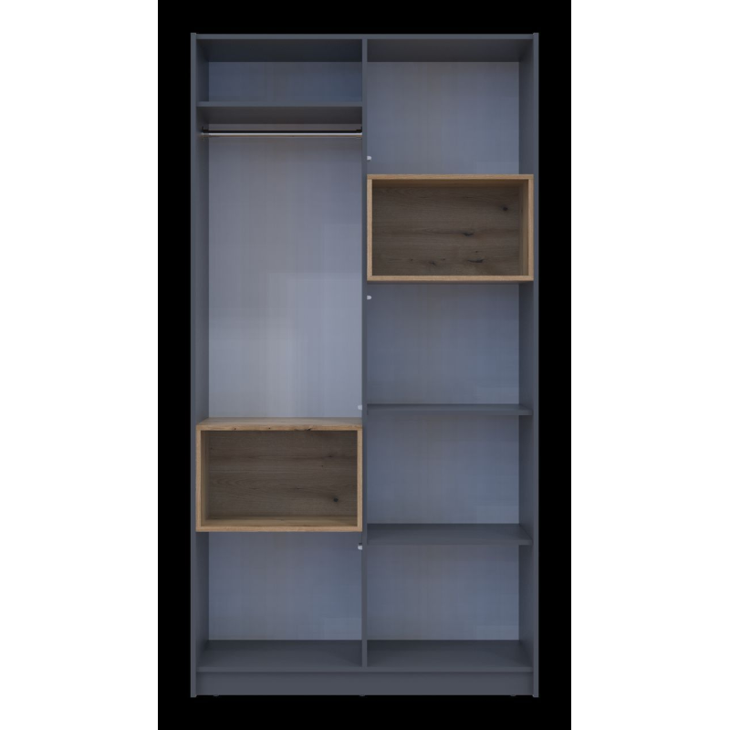 Шкаф для одежды с нишей Дэйл Графит/Дуб Эвок 2 ДСП 115.2х52х220 (80737722)