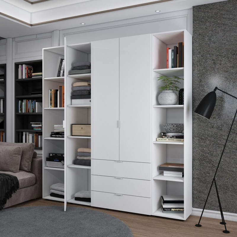 Комплект Гелар с 2 Этажерками Белый 3 ДСП 192.6х49.5х203.4 (42005035)