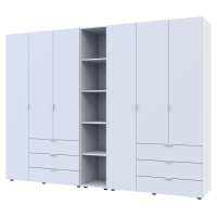 Комплект Гелар с Этажеркой Белый 3+3 ДСП 270.6х49.5х203.4 (42005036)