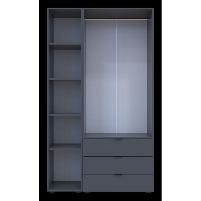 Шкаф для одежды Гелар Графит 2ДСП/Зеркало 116.5х49.5х203.4 (42002155)