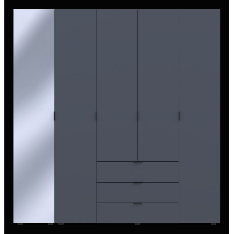 Шкаф для одежды Гелар Графит 4ДСП/Зеркало 194х49.5х203.4 (42002161)