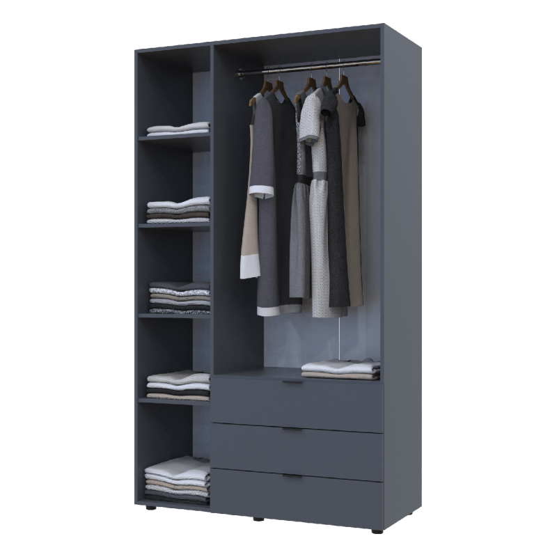 Распашной шкаф для одежды Гелар Графит 3 ДСП 116,2х49,5х203,4 (80737074)