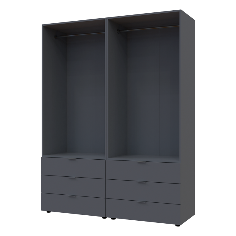 Распашной шкаф для одежды Гелар комплект Графит 2+2 ДСП 155х49,5х203,4 (42002131)